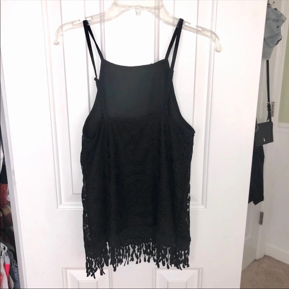 BLACK LACE HALTER TANK TOP - Picture 3 of 6